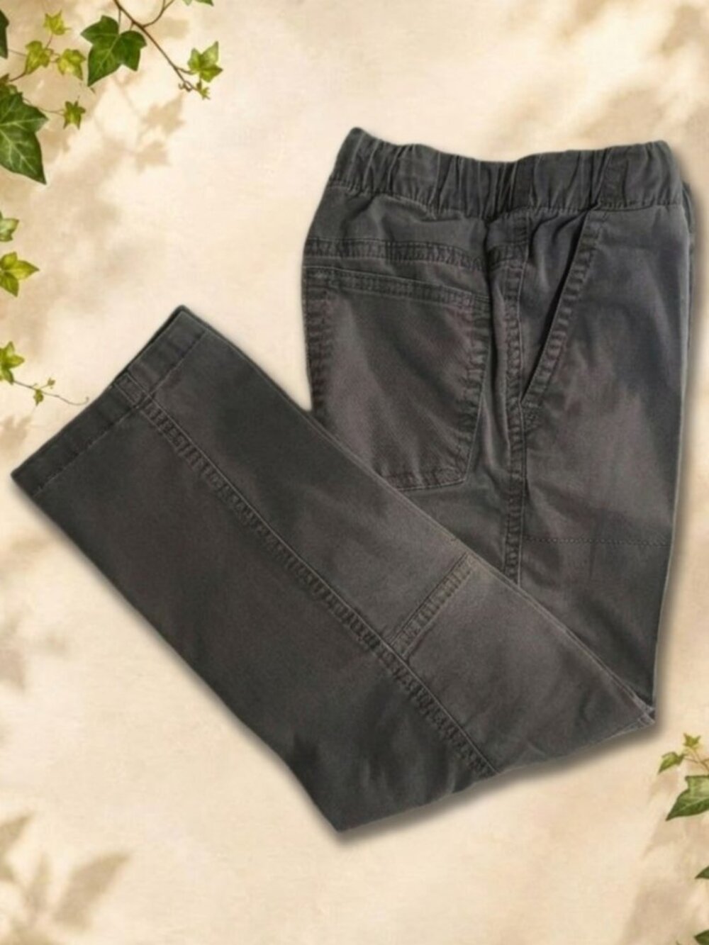 Cat & Jack Boys Size 6 Gray Straight Pull On Jogger Pants Reinforced Knees